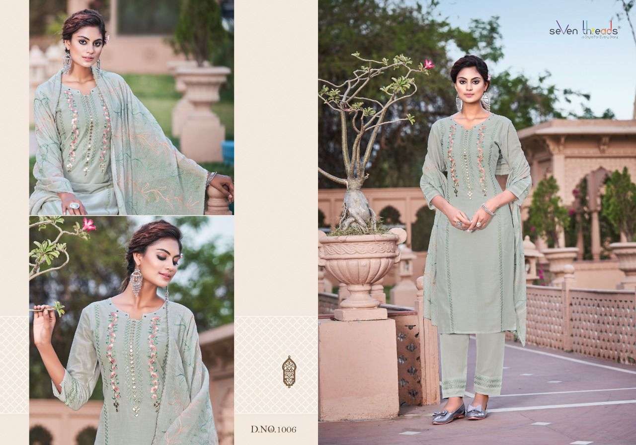 Seven Threads-Sangini-Mull-Cotton-Embroidery-Hand-Mirror-Work-Kurti-Embroidery-Work-Pant-Kota-Checks-Cotton-Dupatta-1006
